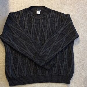 Marco Bandini Men's Dark Gray Patterned Crewneck Sweater